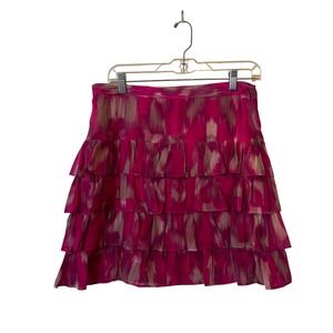 International Concepts Women's Mini Skirt Sz 8 Silk Pink Multi Color Pattern